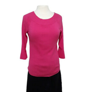 Talbots knit 3/4 sleeve fuchsia Top size small